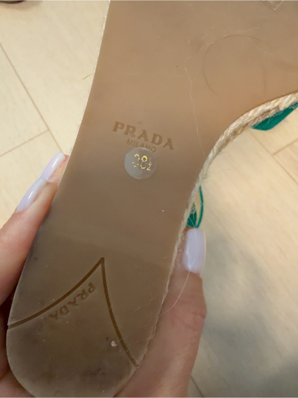 Prada Emerald Green Suede Espadrille Wedge Sandals Size 39 - Picture 3 of 6